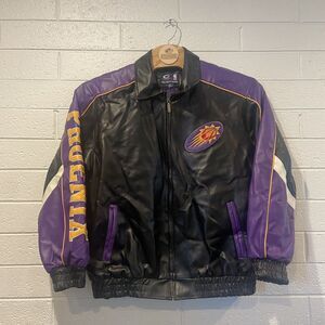 Vtg NBA Carl Banks G-III Phoenix Suns Full Zip Leather Jacket Men's Large